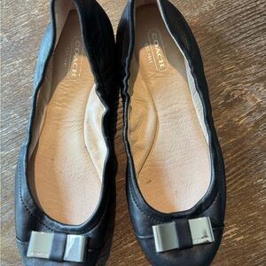 Coach Black Leather Ballet Flats